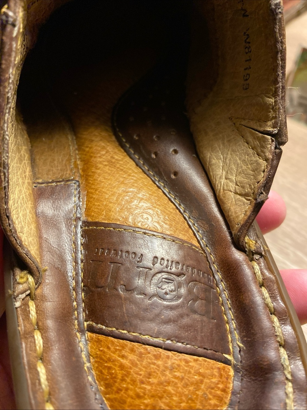 Born VTG 90s Wom 6/36 Hand Stitched Leather Mini Platformed Flats Slides Mexico - Picture 12 of 15